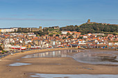 View of South Bay and Scarborough, Scarborough, North Yorkshire, Yorkshire, England, United Kingdom, Europe