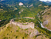 Aerial of the Maglic Castle, Kaljevo, Serbia, Europe