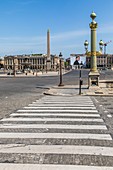 Der Verlassene Place De La Concorde, Leer Während Der Covid-19 Pandemie-Abriegelung, Paris, Ile De France