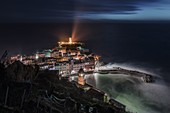 Night on the village of Vernazza, National Park of Cinque Terre, municipality of Vernazza, La Spezia province, Liguria district, Italy, Europe