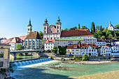 City of Steyr at the confluence of the Steyr and Enns, Upper Austria, Austria