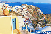 Oia Dorf, erhöhte Ansicht, Oia, Santorini, Kykladen, Griechenland