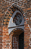 City coat of arms on the house in the old town of Lueneburg, Germany