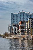 View of the Elbphilharmonie from the Marco-Polo-Terrassen in Hamburg