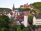 Luftaufnahme der Altstadt und Burg Wertheim, Wertheim, Spessart-Mainland, Franken, Baden-Württemberg, Deutschland, Europa