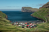 Tjørnuvík village on Streymoy on Faroe Islands by day