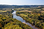 France, Dordogne, Perigord Noir, Dordogne Valley, Domme, labelled Most Beaul Villages in France, Domme, panorama on the Dordogne valley