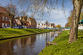 Canal in the old town of Friedrichstadt, North Friesland, Schleswig-Holstein