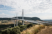 Motorway bridge over the Tarn, Millau Viaduct, built by Michel Virlogeux and Norman Foster, Millau, Aveyron, Midi-Pyrénées, France