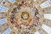 Dome fresco coronation of Benedict in the Benedictine Abbey Ettal, Upper Bavaria, Allgäu, Bavaria, Germany