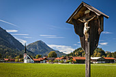 Wayside cross in Graswang near Ettal, Upper Bavaria, Allgäu, Bavaria, Germany