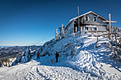 Mountain hut Tegelberghaus (1,707 m) in the Ammer Mountains, Schwangau, Allgäu, Bavaria, Germany