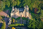 France, Cher, Berry, Chateau de Blancafort, the Jacques Coeur road (aerial view)