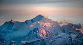 France, Ain, Mont Blanc at sunset