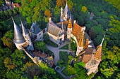 France, Cote d'Or, La Rochepot, the castle (aerial view)