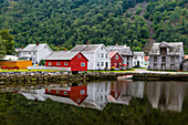 Historische Häuser in Laerdal, Grafschaft Vestland, Norwegen, Skandinavien, Europa