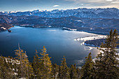 View from Herzogstand to Walchensee, Kochel am See, Upper Bavaria, Bavaria, Germany