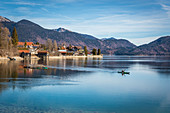 View of the place Walchensee on Lake Walchensee, Upper Bavaria, Bavaria, Germany