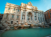 Low angle view of Trevi Fountain in Piazza di Trevi,Rome