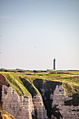 Lighthouse on the Alabaster Coast at Étretat, Normandy, France.