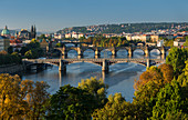View over Prague, Charles Bridge, Vltava River, Czech Republic