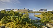 Efjord Brücke, Kulhornet, Stortinden, Ballangen, Ofoten, Nordland, Norwegen