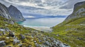 Kvalvika Strand, Kjerringa, Moskenesoya, Lofoten, Nordland, Norwegen