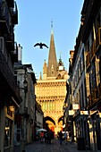 France, Cote d'Or, Dijon, area listed as World Heritage by UNESCO, rue Musette with a view of Notre Dame church