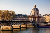 France, Paris, area listed as World Heritage by UNESCO, Seine river banks, the Arts bridge and the Institute of France (French academy)