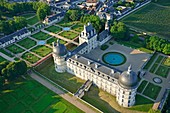 France, Indre, Berry, Loire Castles, Chateau de Valencay (aerial view)