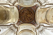 France, Meurthe et Moselle, Nancy, cathedrale and primatiale Notre Dame de l'Annonciation et Saint Sigisbert in baroque style, the painting of the ceiling of the cupola