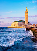 Die Hassan II Moschee bei Sonnenuntergang, Casablanca, Casablanca-Settat Region, Marokko, Nordafrika, Afrika