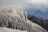 Ceahlau Massif in winter, Eastern Carpathians, Neamt County, Moldavia, Romania, Europe