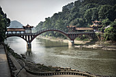 Traditional Chinese bridge in Leshan, Sichuan, China, Asia