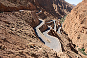 The winding mountain road in Dades Gorge, Morocco, North Africa, Africa