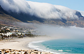 Camps Bay with morning marine fog, Western Cape, South Africa, Africa