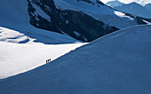 Switzerland,Monte Rosa,Climbers on mountain ridge at Monte Rosa Massif