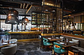 Stylish interior of Tamba Restaurant, Abu Dhabi, Abu Dhabi, United Arab Emirates, Middle East