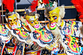 Men wearing carnival costumes, Oruro Carnival, Oruro, Bolivia, South America
