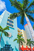 Art deco buildings on Washington Avenue, South Beach, Miami, Florida, USA