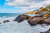 View of the fishing village of Bogliasco, Bogliasco, Liguria, Italy