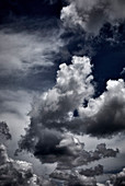 Dramatisch wogende Wolken während der Regenzeit in Zentral-Kalimantan, Borneo, Indonesien