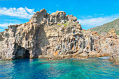 Blick auf Punta Milazzese, Panarea, Äolische Inseln, Sizilien, Italien