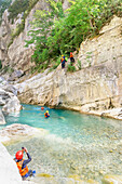 People canyoning in the Gorges du Verdon, Alpes de Haute Provence, Provence, France