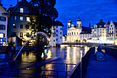 Abends an der Spreuerbrücke, Luzern, Schweiz