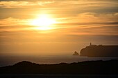 Sunset at the lighthouse at Cabo Sao Vicente near Sagres, Algarve, Portugal