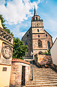 Church square in front of Petrikirche in Kulmbach, Bavaria, Germany