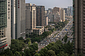 Verkehr und Hochhäuser in Chengdu, Sichuan Provinz, China, Asien
