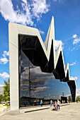 Glasgow Riverside Museum von Architektin Zaha Hadid, Segelschiff Glenlee, Glasgow, Schottland UK 