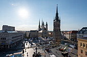 Market square, Marienkirche, Roter Turm, Halle an der Saale, Saxony-Anhalt, Germany